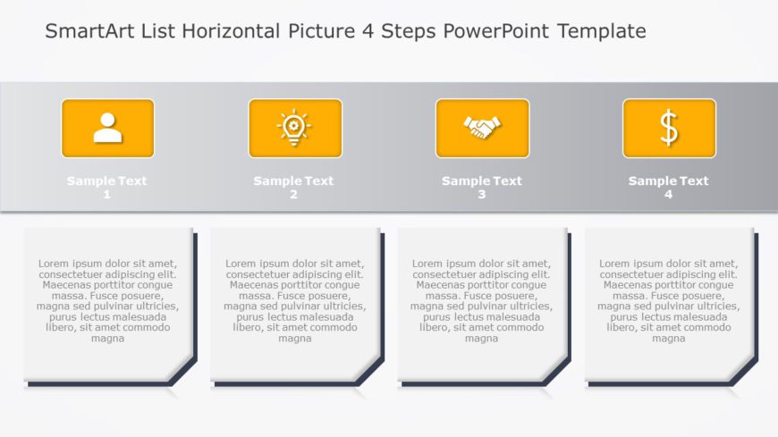 SmartArt List Horizontal Picture 4 Steps PowerPoint Template