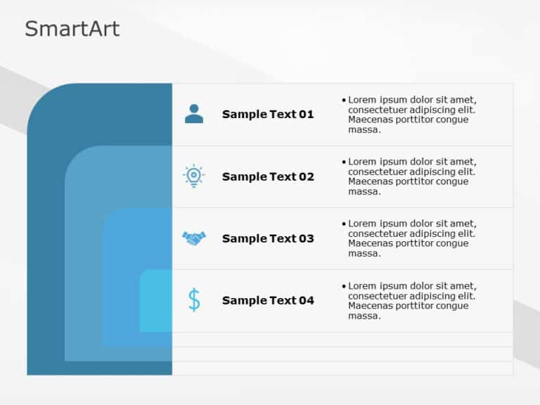 SmartArt List Nested Segment 4 Steps & Google Slides Theme