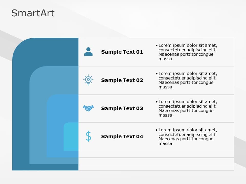 SmartArt List Nested Segment 4 Steps & Google Slides Theme