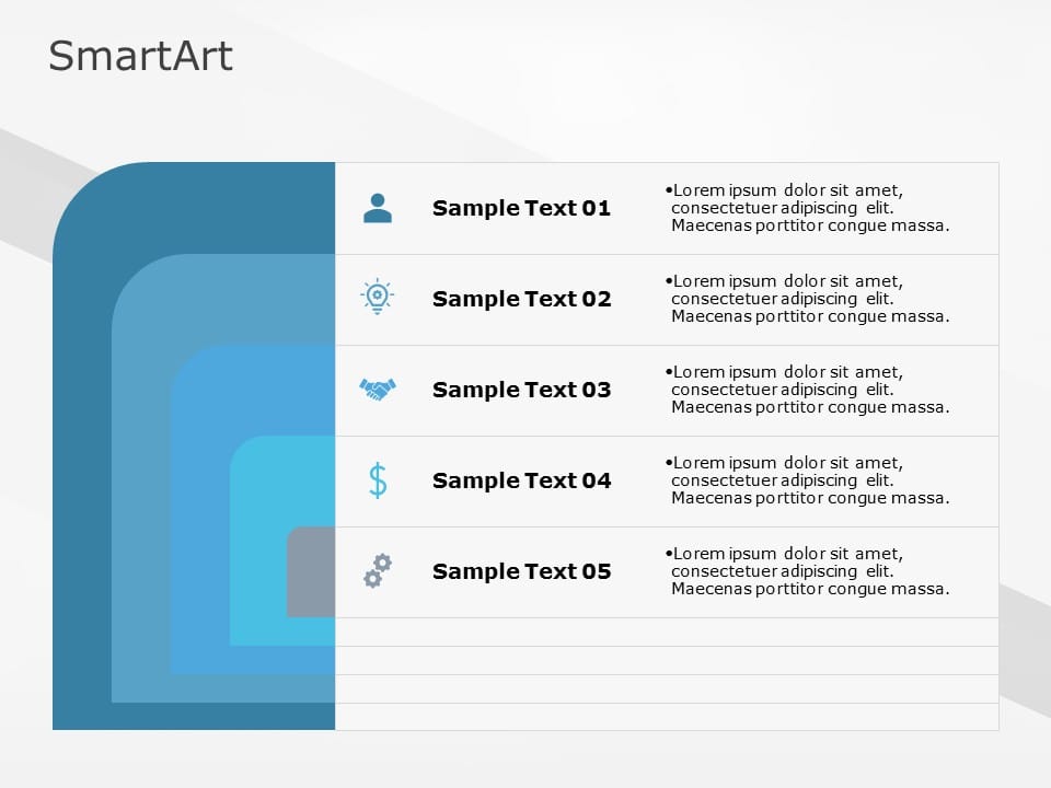SmartArt List Nested Segment 5 Steps & Google Slides Theme