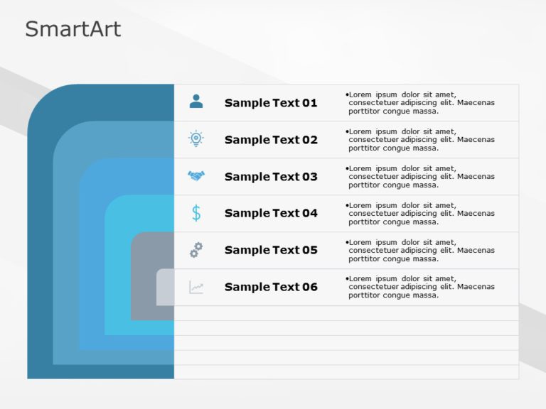SmartArt List Nested Segment 6 Steps & Google Slides Theme