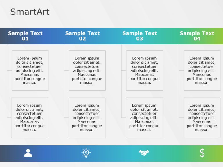 SmartArt List Nested Steps 4 Steps & Google Slides Theme