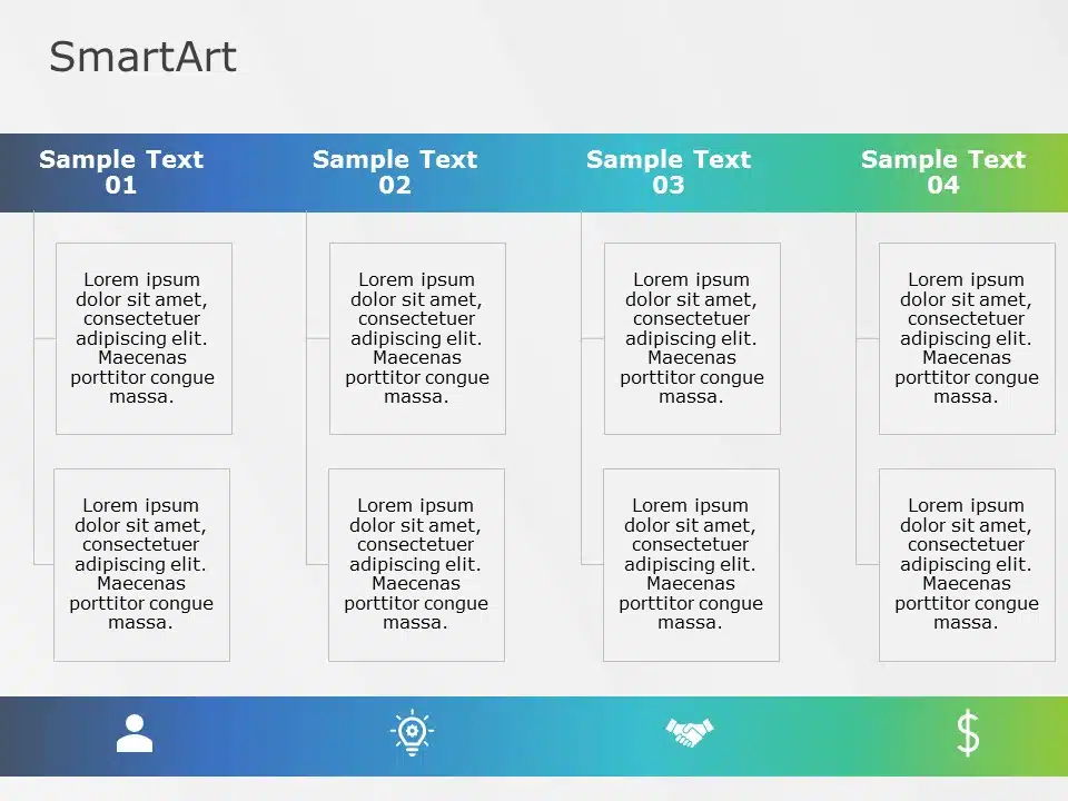 SmartArt List Nested Steps 4 Steps & Google Slides Theme