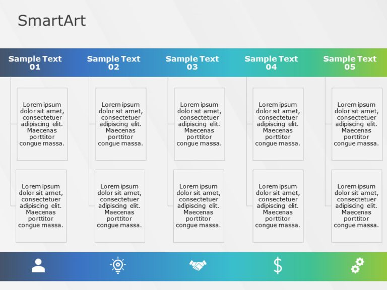 SmartArt List Nested Steps 5 Steps & Google Slides Theme