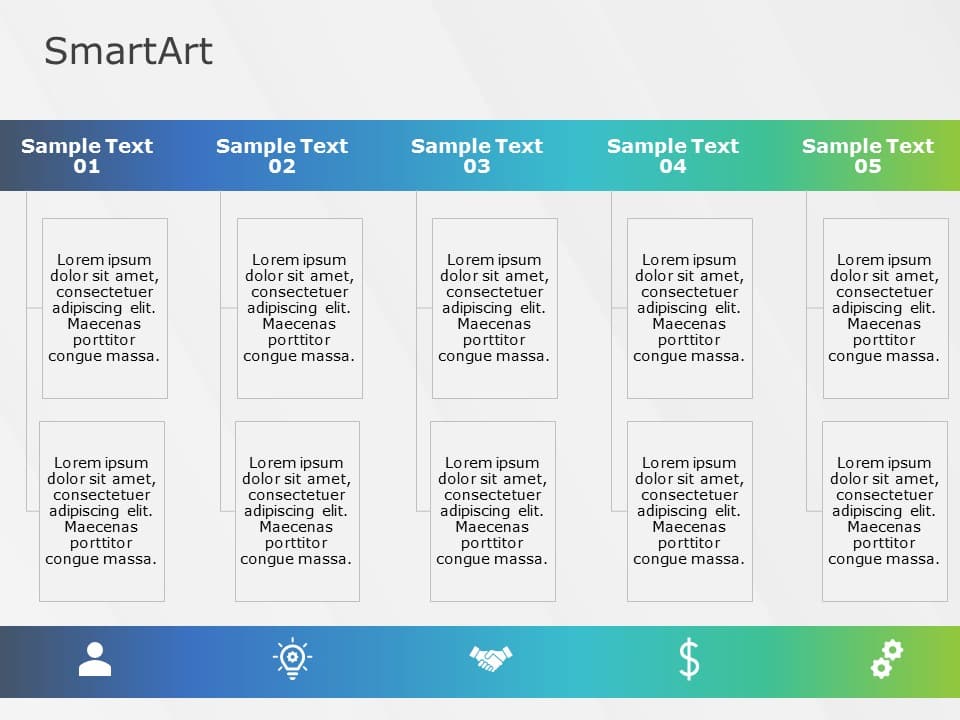 SmartArt List Nested Steps 5 Steps & Google Slides Theme