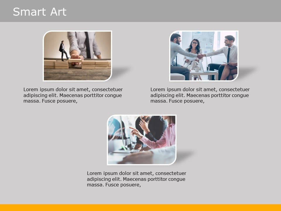 SmartArt List Picture Accent 3 Steps PowerPoint Template