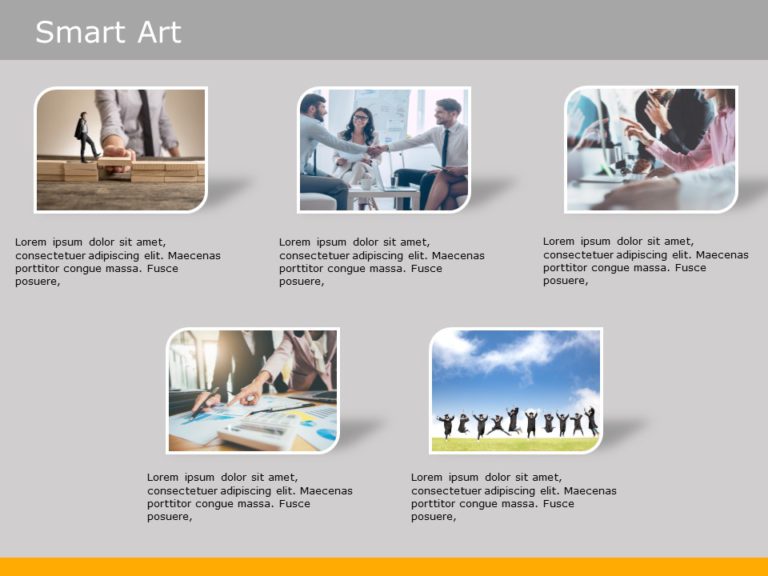 SmartArt List Picture Accent 5 Steps PowerPoint Template