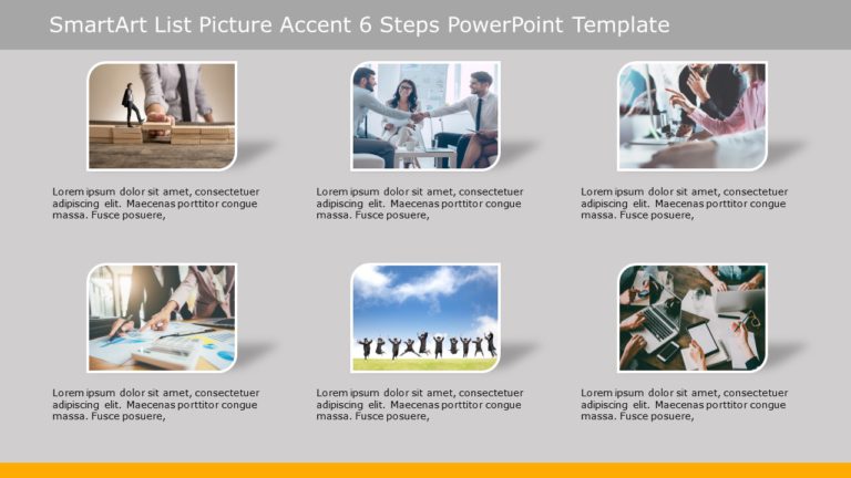 SmartArt List Picture Accent 6 Steps PowerPoint Template & Google Slides Theme