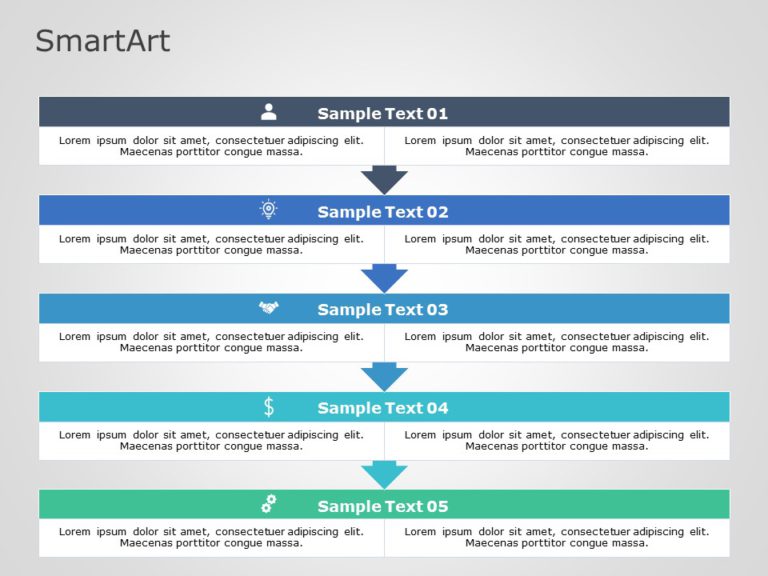 SmartArt List Segment 5 Steps & Google Slides Theme