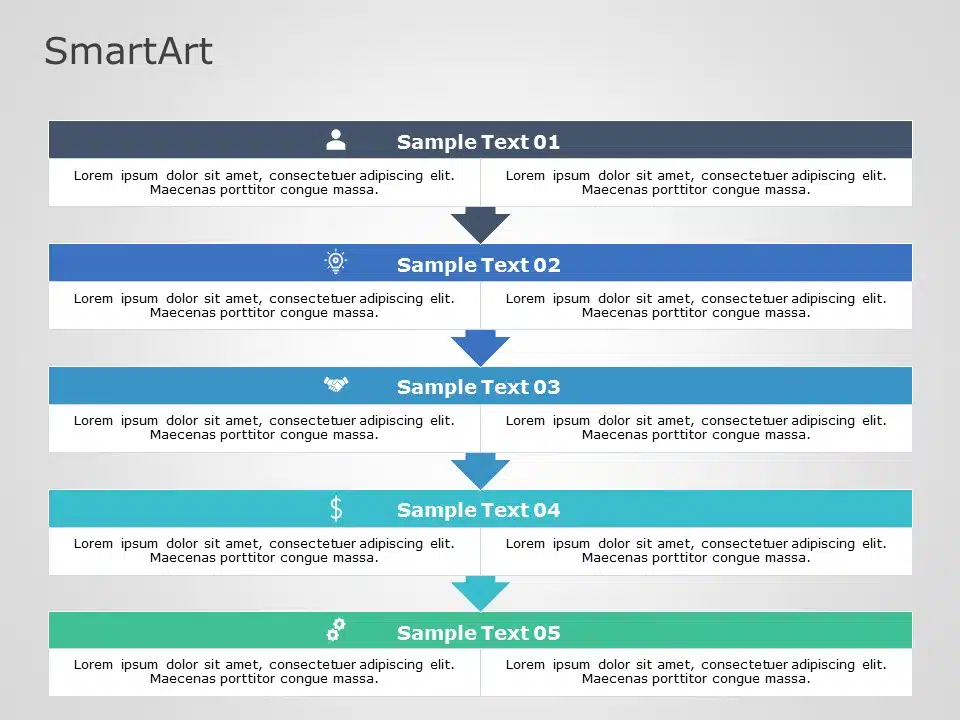 SmartArt List Segment 5 Steps & Google Slides Theme