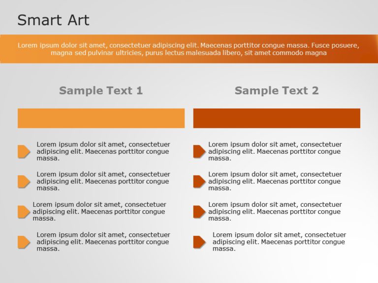 SmartArt List Squared Accent 2 Steps PowerPoint Template