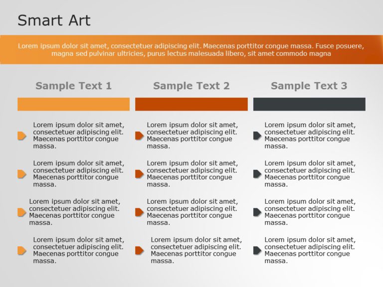 SmartArt List Squared Accent 3 Steps PowerPoint Template