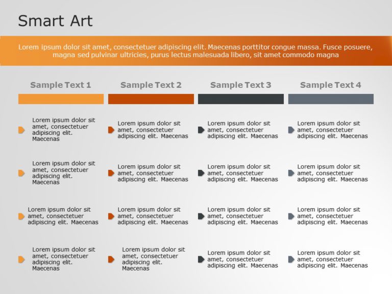 SmartArt List Squared Accent 4 Steps PowerPoint Template