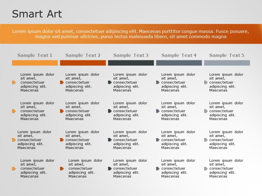 SmartArt List Squared Accent 5 Steps PowerPoint Template | SlideUpLift