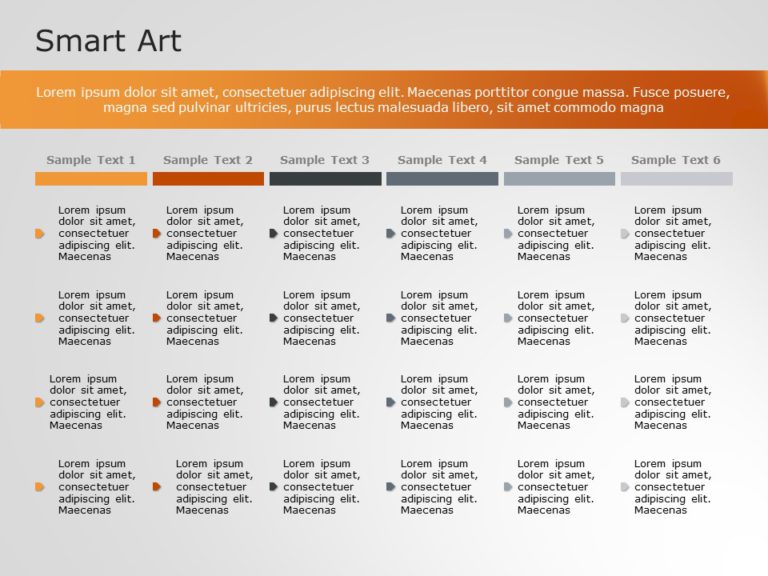 SmartArt List Squared Accent 6 Steps PowerPoint Template