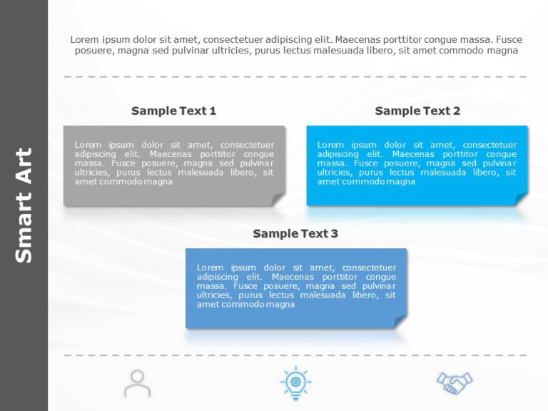 SmartArt List Text Blocks 3 Steps PowerPoint Template