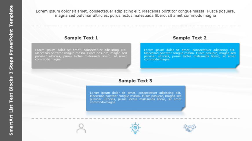 SmartArt List Text Blocks 3 Steps PowerPoint Template