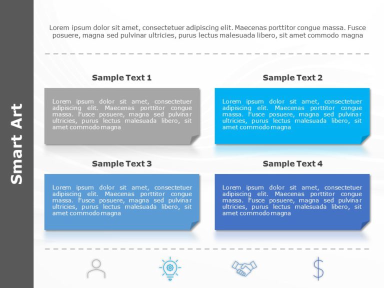 SmartArt List Text Blocks 4 Steps PowerPoint Template