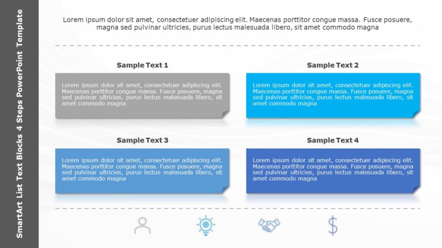 SmartArt List Text Blocks 4 Steps PowerPoint Template