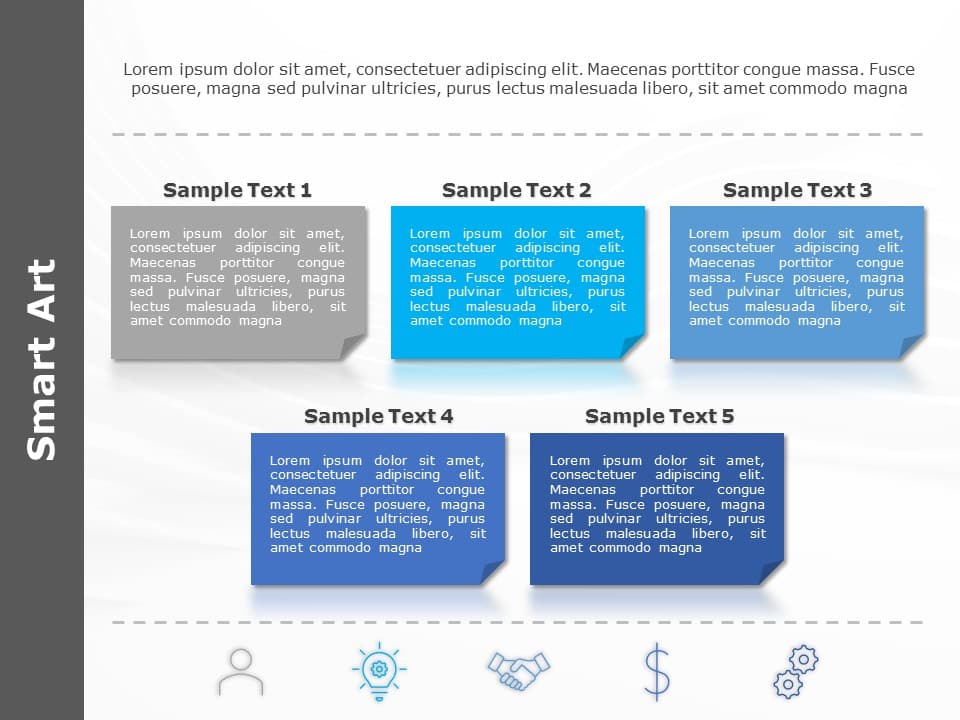 SmartArt List Text Blocks 5 Steps PowerPoint Template & Google Slides Theme