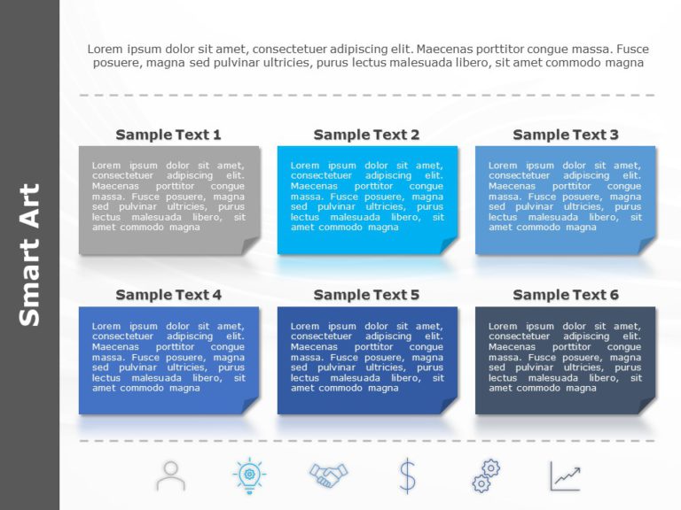 SmartArt List Text Blocks 6 Steps PowerPoint Template