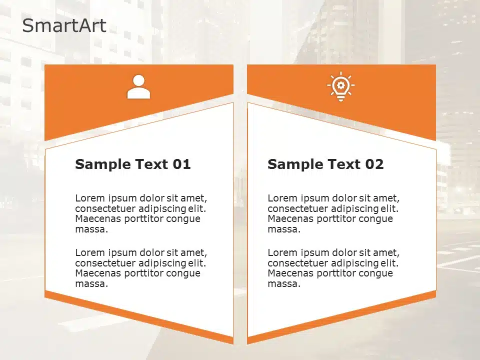 SmartArt List Trapezoid 2 Steps & Google Slides Theme