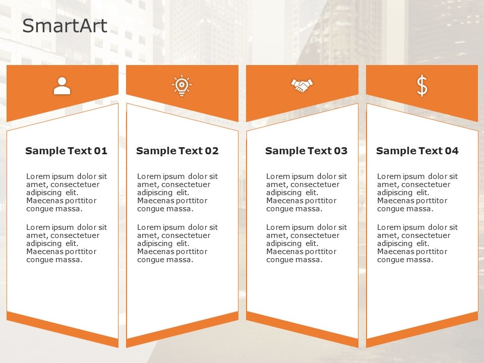 SmartArt List Trapezoid 4 Steps & Google Slides Theme