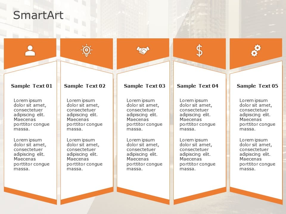 SmartArt List Trapezoid 5 Steps & Google Slides Theme