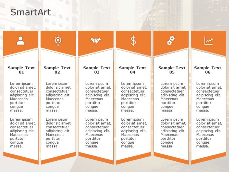 SmartArt List Trapezoid 6 Steps & Google Slides Theme