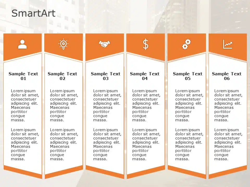 SmartArt List Trapezoid 6 Steps & Google Slides Theme