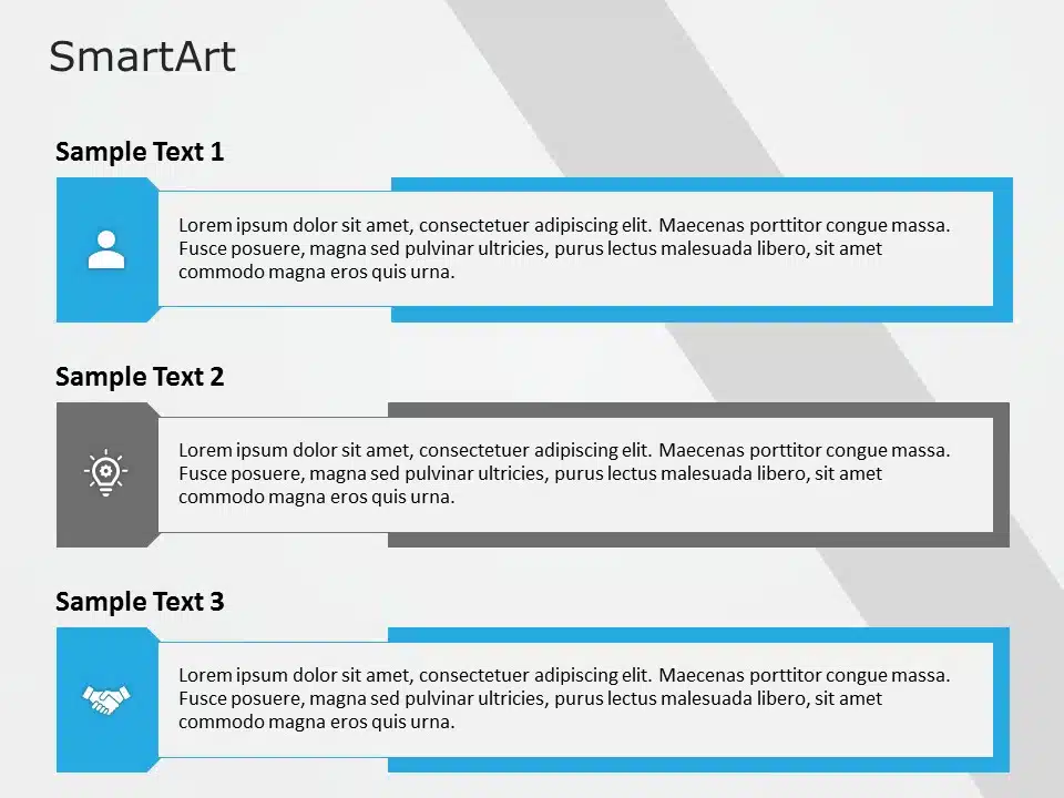 SmartArt List Vertical Accent 3 Steps & Google Slides Theme