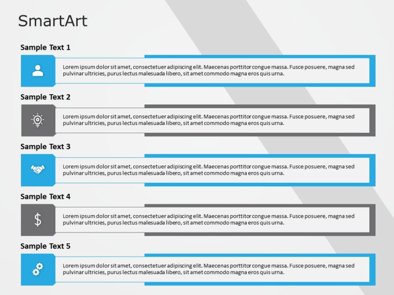 SmartArt List Vertical Accent 5 Steps & Google Slides Theme