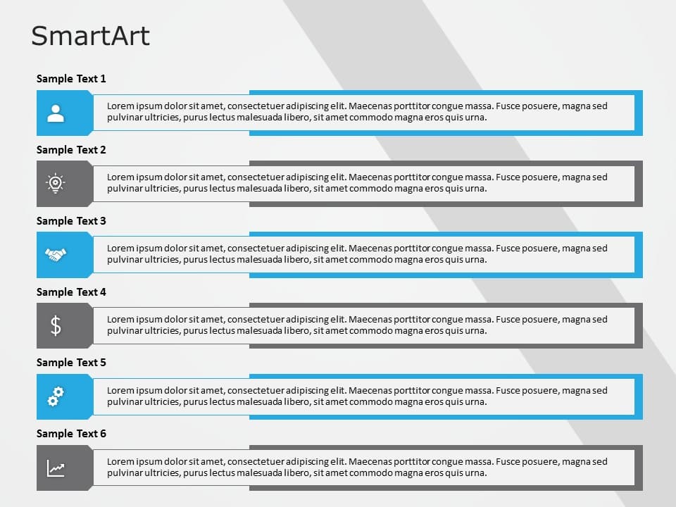 SmartArt List Vertical Accent 6 Steps