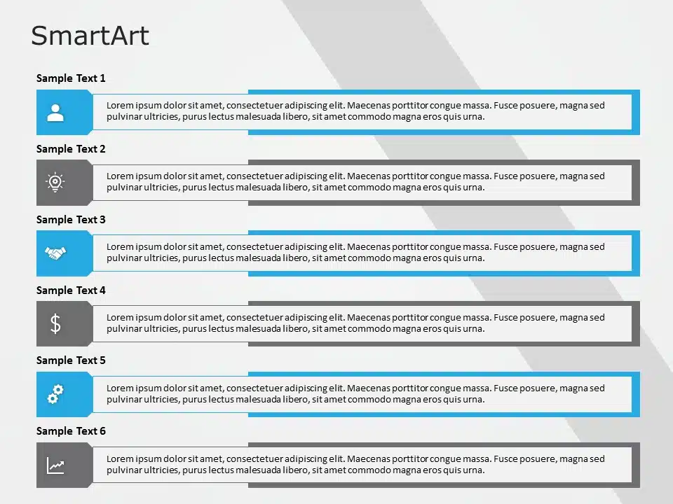 SmartArt List Vertical Accent 6 Steps & Google Slides Theme