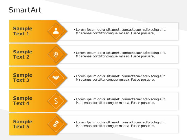 SmartArt List Table 5 Steps | SlideUpLift