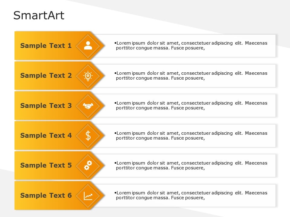 SmartArt List Vertical Block 6 Steps
