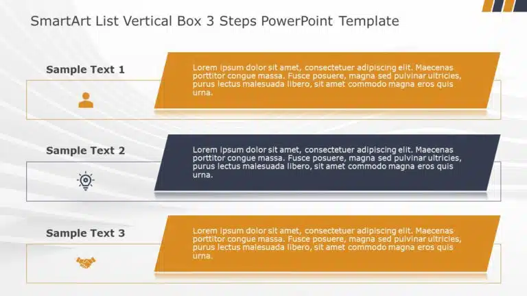 SmartArt List Vertical Box 3 Steps PowerPoint Template & Google Slides Theme