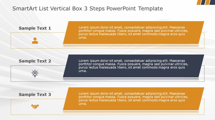 SmartArt List Vertical Box 3 Steps PowerPoint Template