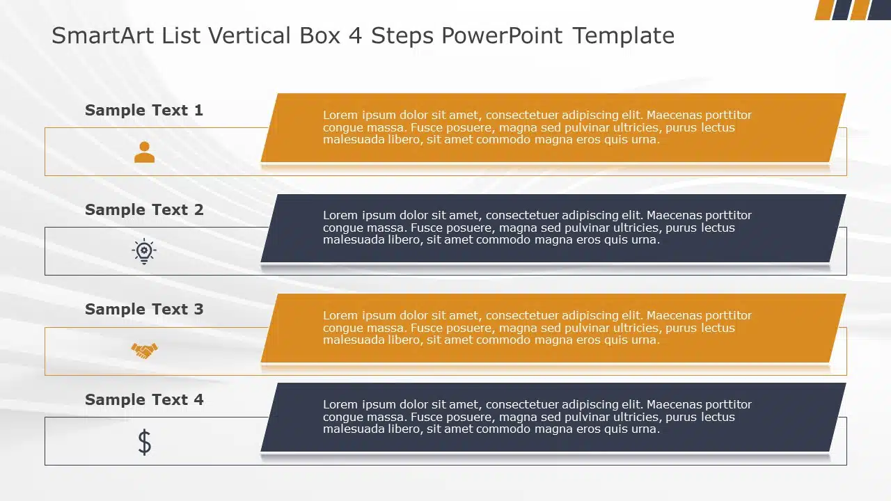 SmartArt List Vertical Box 4 Steps PowerPoint Template & Google Slides Theme