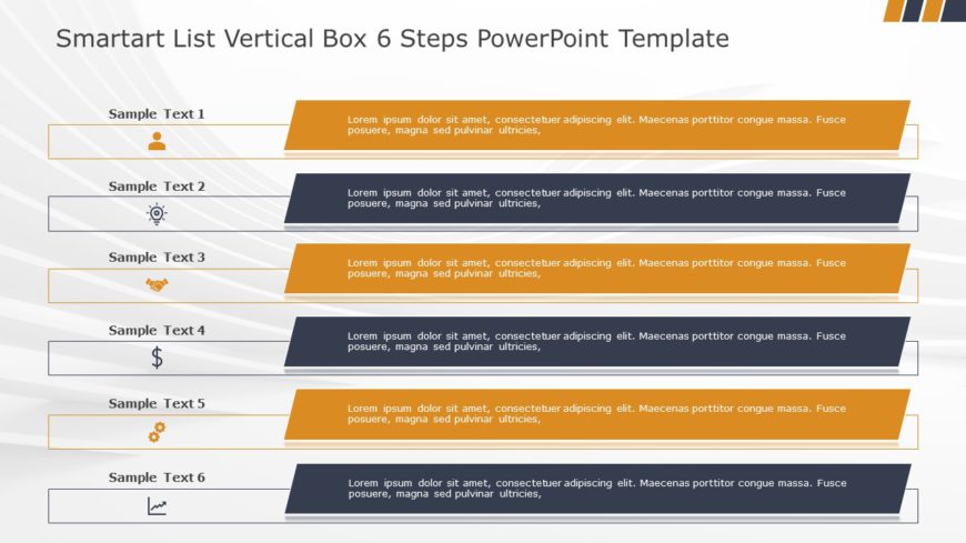 SmartArt List Vertical Box 6 Steps PowerPoint Template