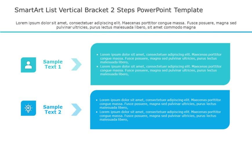 SmartArt List Vertical Bracket 2 Steps PowerPoint Template