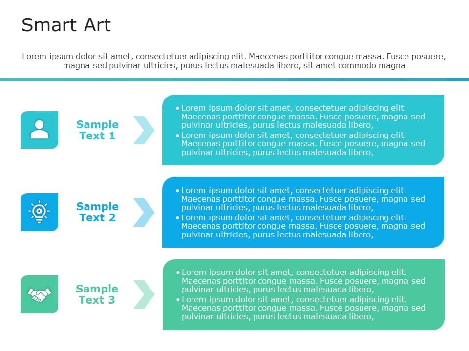 SmartArt List Vertical Bracket 3 Steps PowerPoint Template
