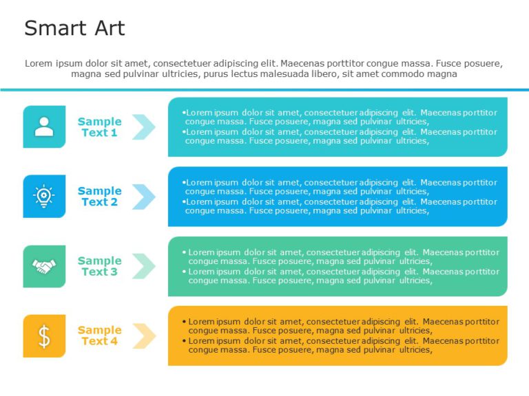 SmartArt List Vertical Bracket 4 Steps PowerPoint Template