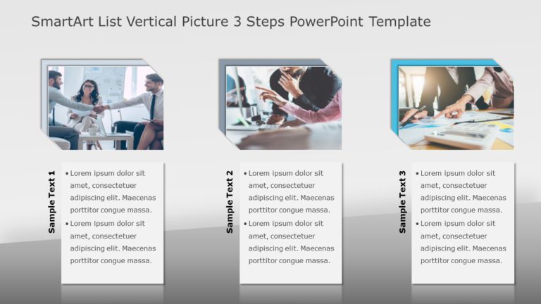 SmartArt List Vertical Picture 3 Steps PowerPoint Template & Google Slides Theme