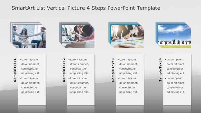 SmartArt List Vertical Picture 4 Steps PowerPoint Template & Google Slides Theme