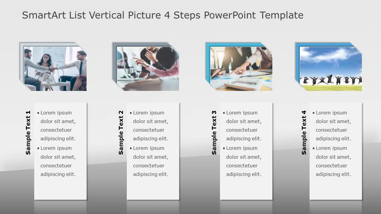 SmartArt List Vertical Picture 4 Steps PowerPoint Template & Google Slides Theme