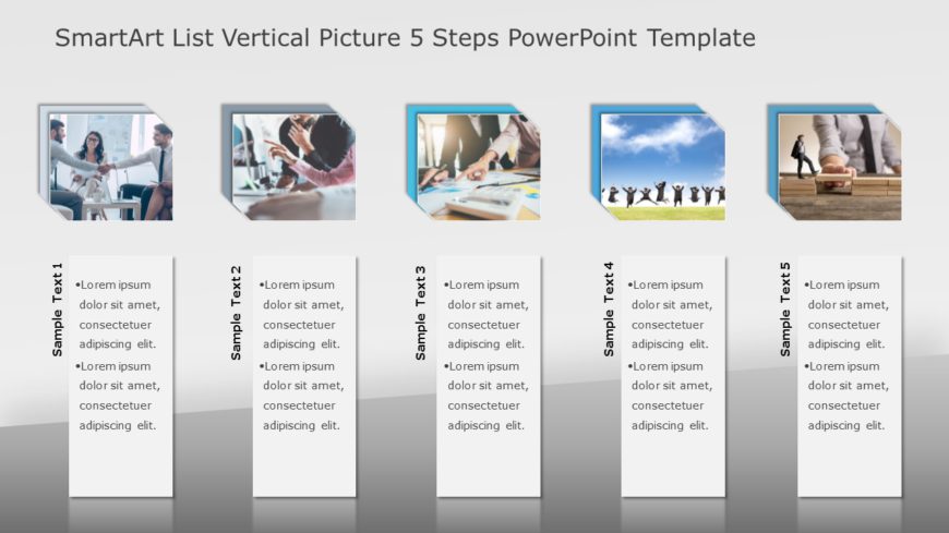 SmartArt List Vertical Picture 5 Steps PowerPoint Template