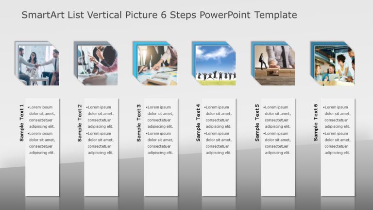SmartArt List Vertical Picture 6 Steps PowerPoint Template & Google Slides Theme