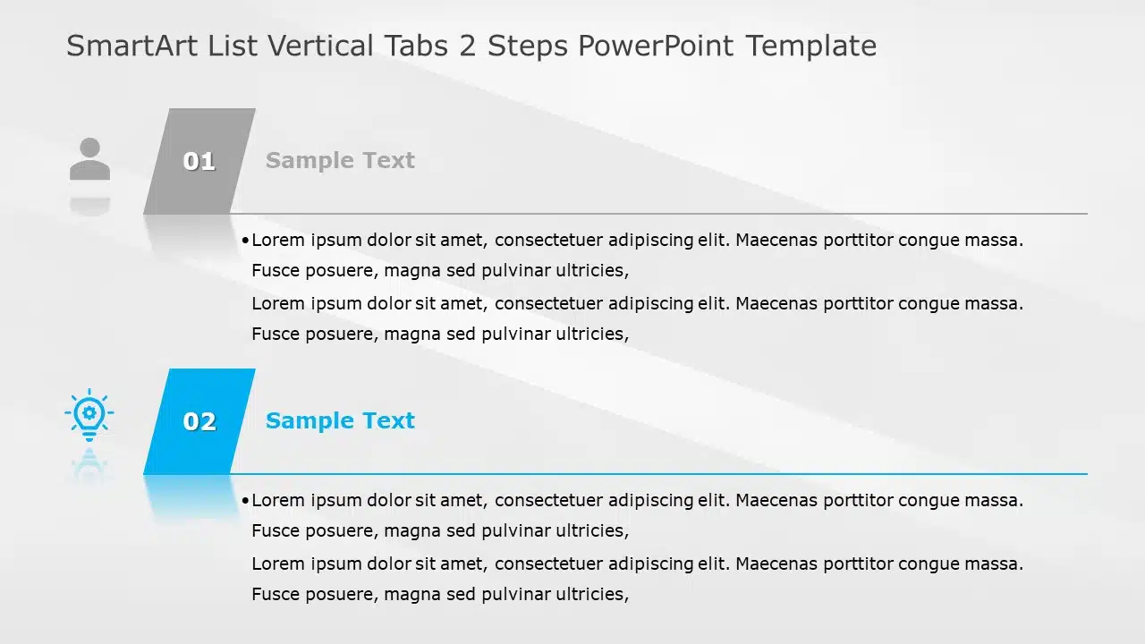 SmartArt List Vertical Tabs 2 Steps PowerPoint Template & Google Slides Theme