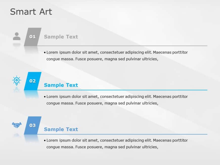 SmartArt List Vertical Tabs 3 Steps PowerPoint Template